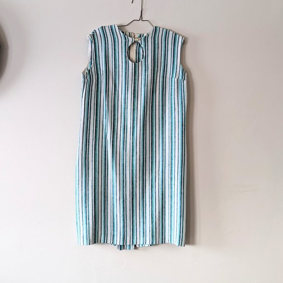 Vintage Turquoise/Green and White Striped Dress - Picture 2 of 6